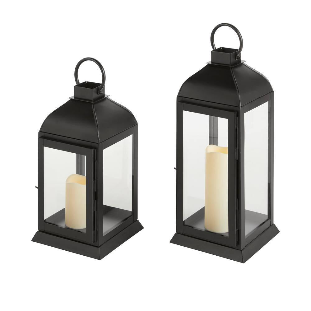 Classic Gold Metal Lantern Candle Holder - Hanging or Tabletop (Set of 2)