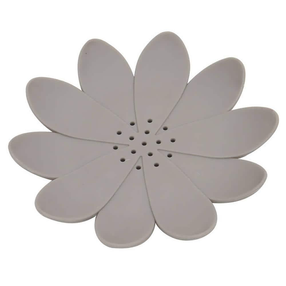 Bath Soap Dish Cup Water Lily Solid Gray