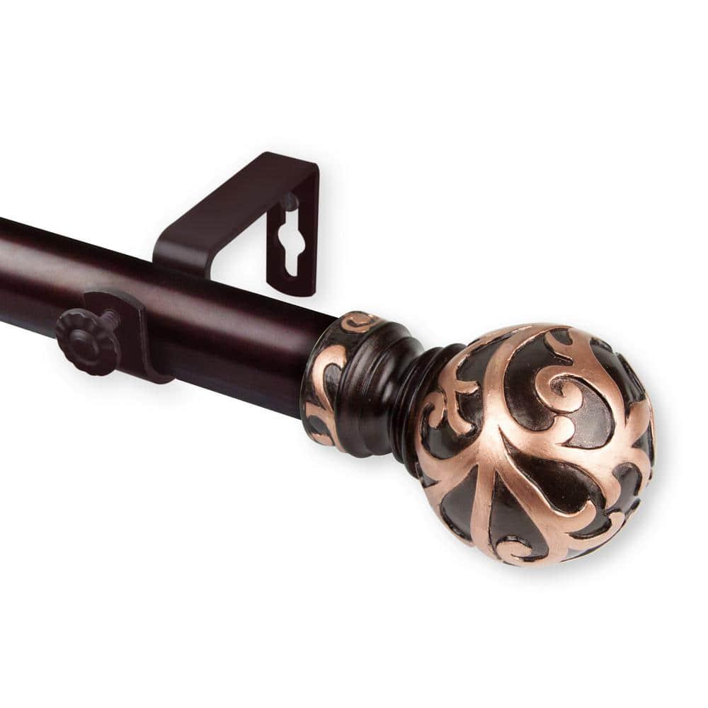 Dia Single Curtain Rod in Black Cypress 28 in. - 48 in. 1 in.