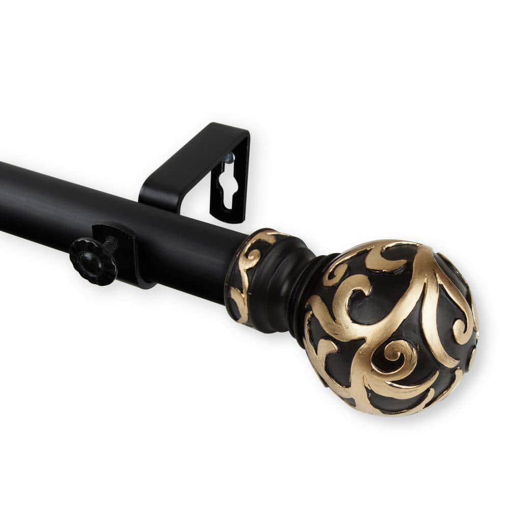 Dia Single Curtain Rod in Black Cypress 28 in. - 48 in. 1 in.