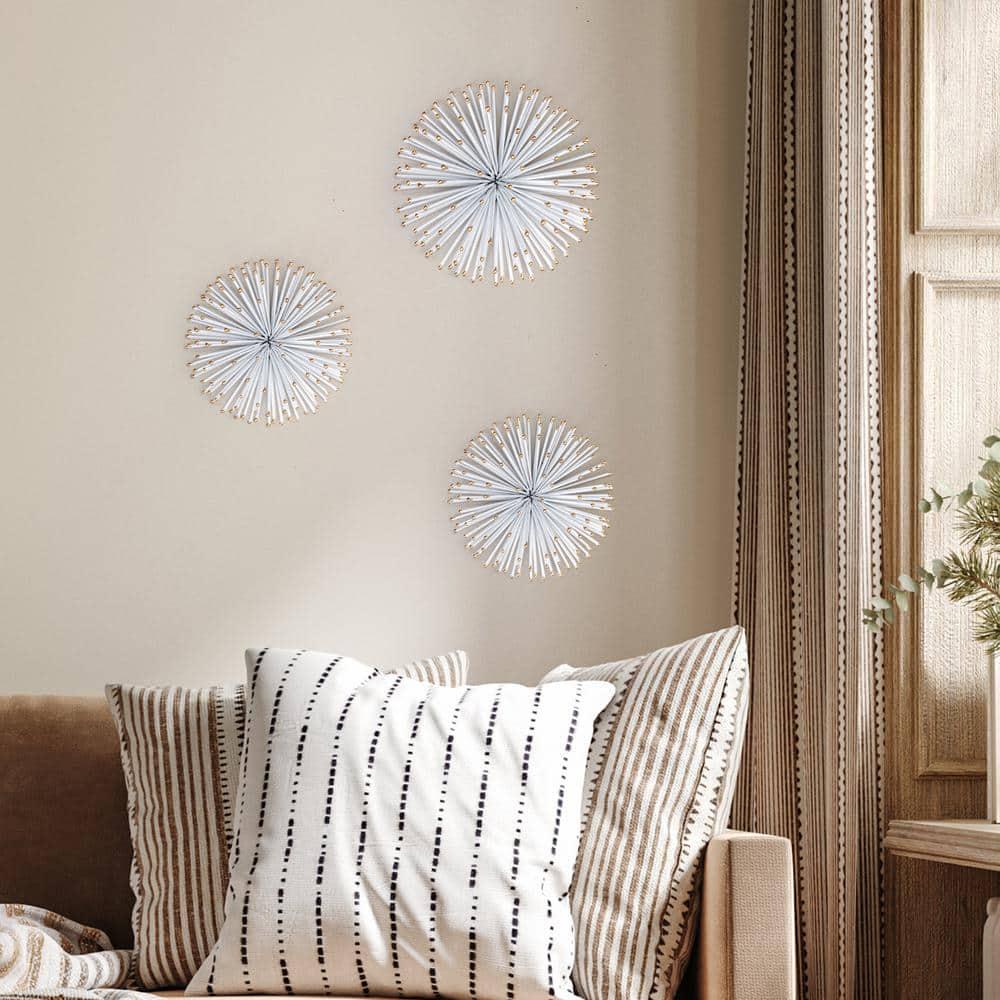 Dande White Starburst Iron Wall Art Set of 3