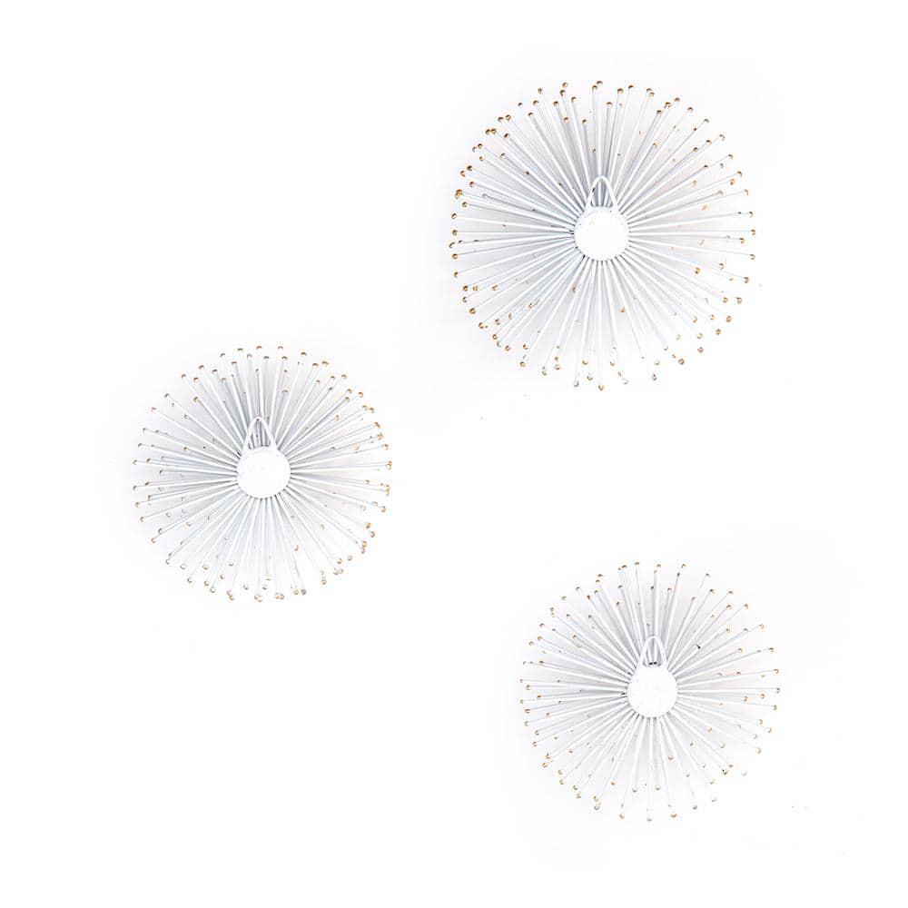 Dande White Starburst Iron Wall Art Set of 3