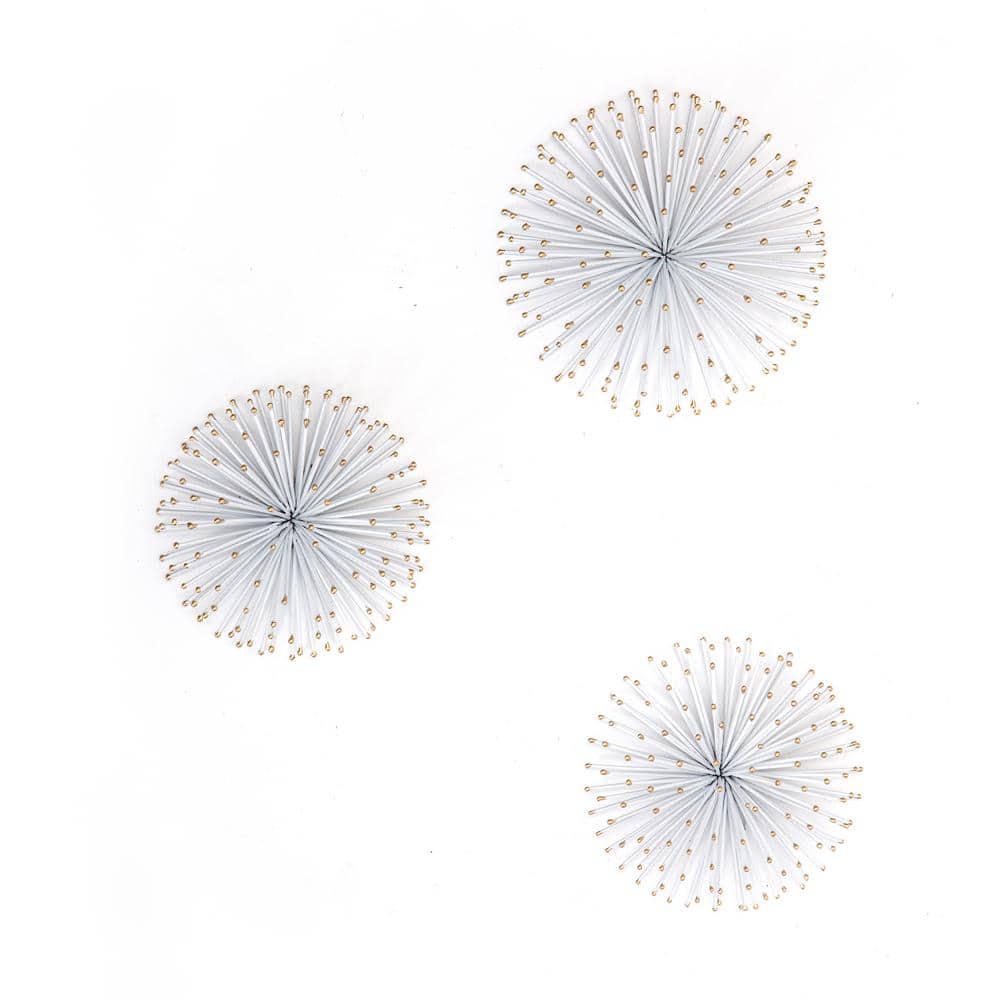 Dande White Starburst Iron Wall Art Set of 3