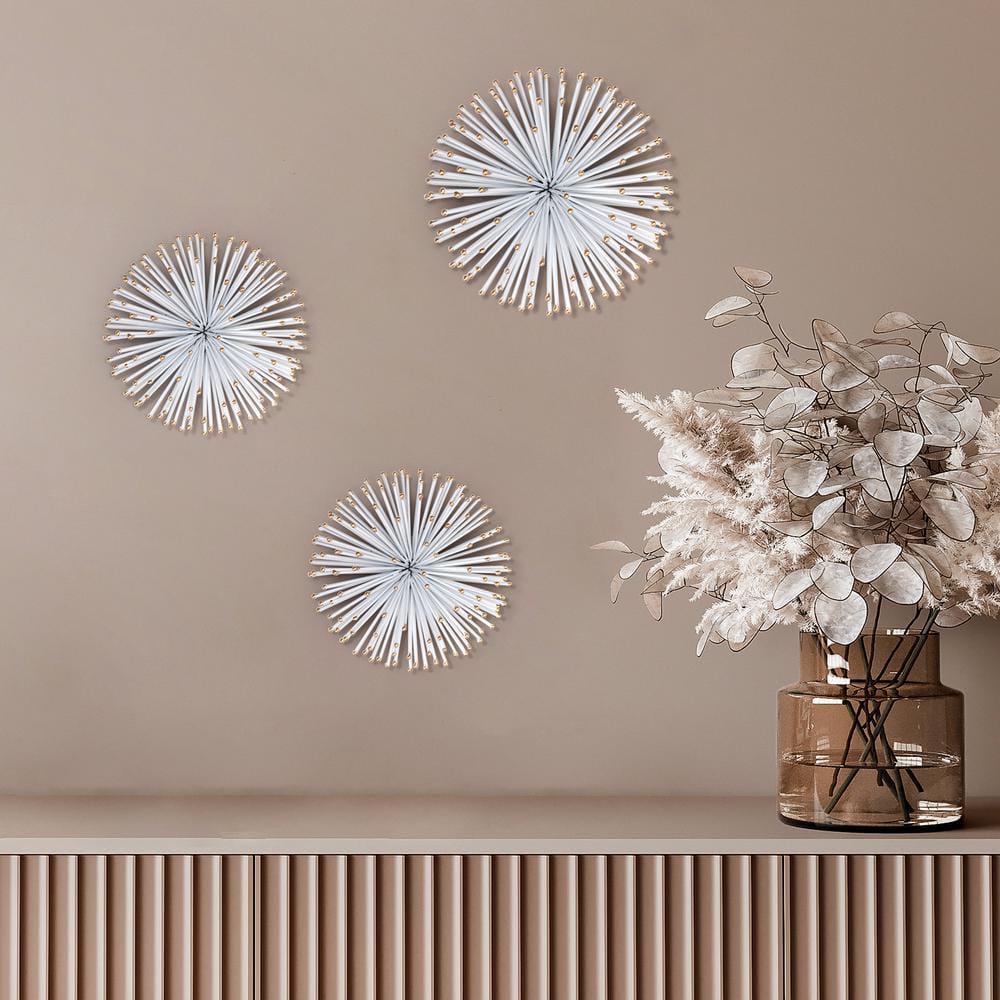 Dande White Starburst Iron Wall Art Set of 3