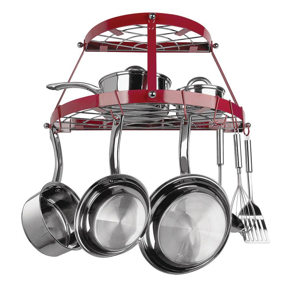 Double Shelf Wall Pot Rack-Red