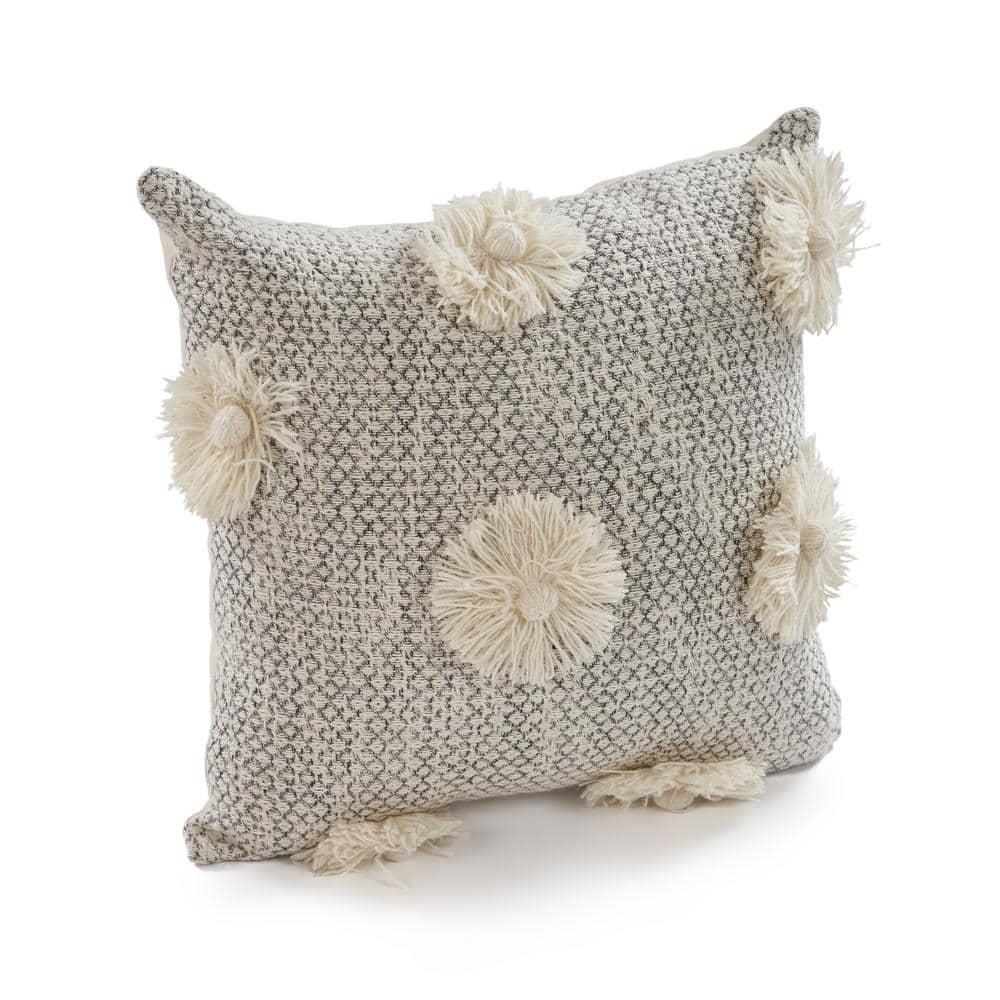 Eleanor Gray Floral Bloom Indoor Throw Pillow