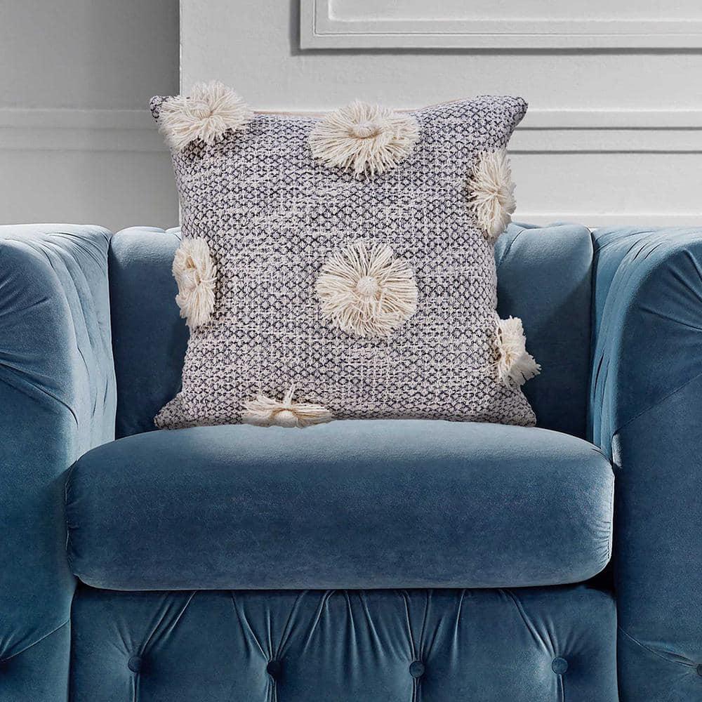 Eleanor Gray Floral Bloom Indoor Throw Pillow