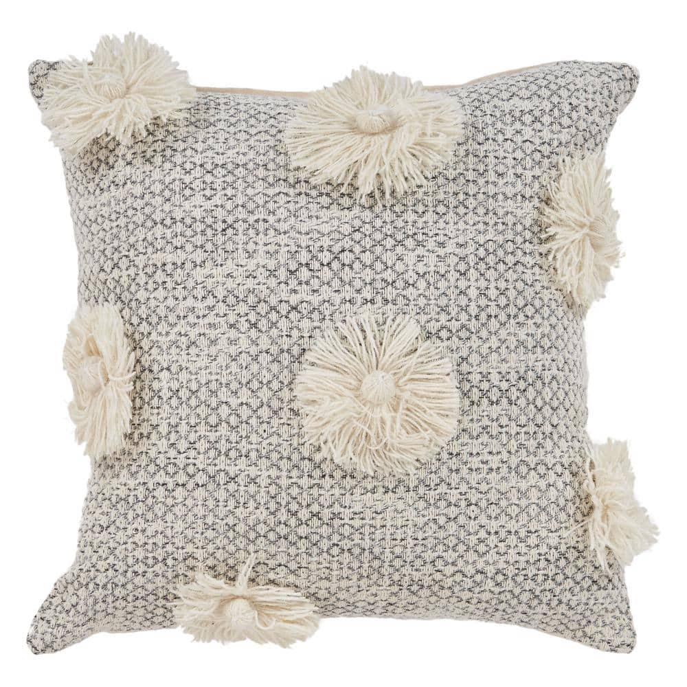 Eleanor Gray Floral Bloom Indoor Throw Pillow