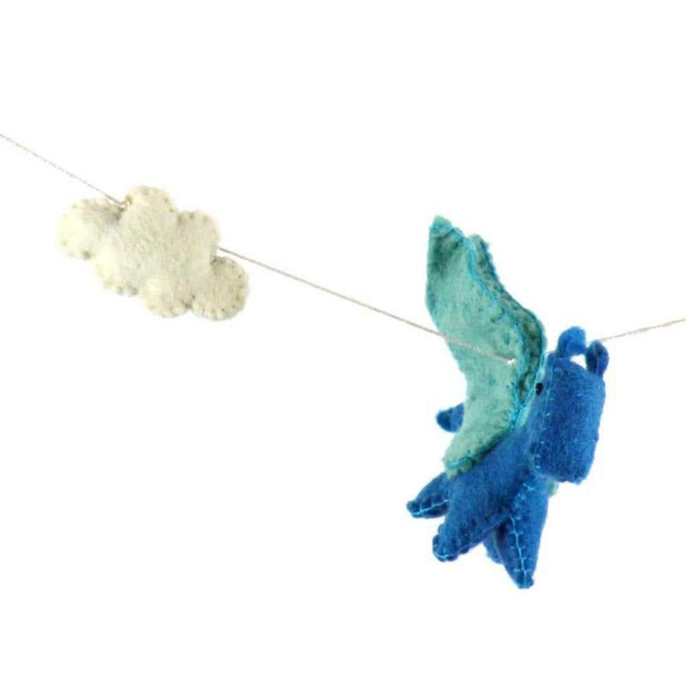 Felt Dragon Garland Baby Nursery Room Decor - Primary Colors