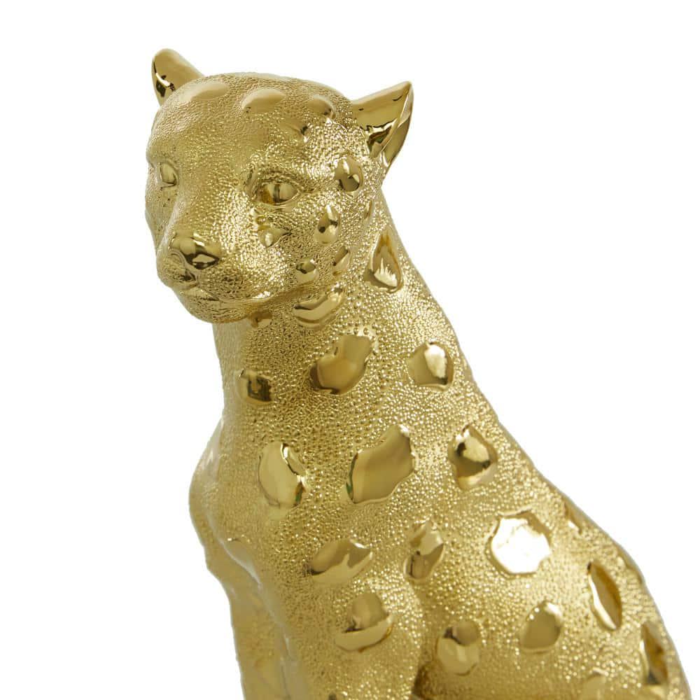 Gold Resin Leopard Sculpture (Set of 2)