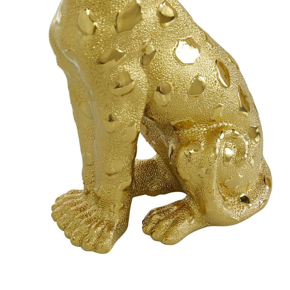 Gold Resin Leopard Sculpture (Set of 2)