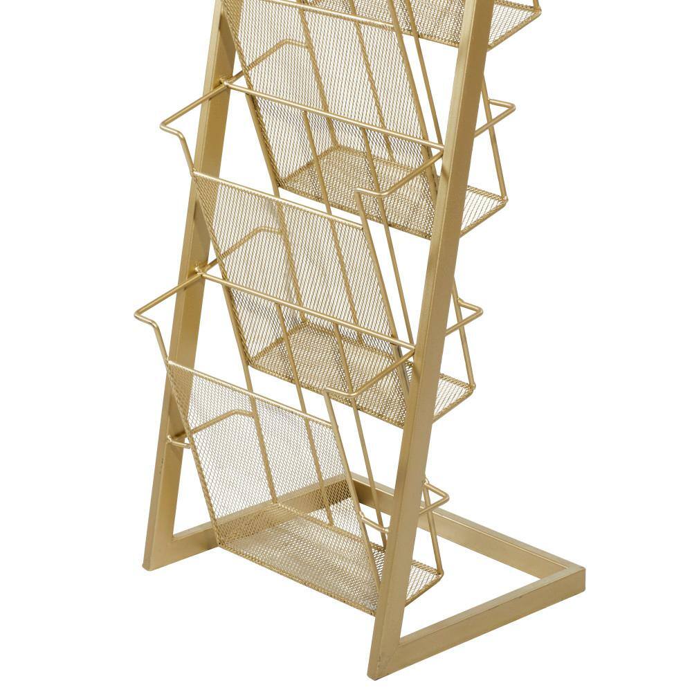 Gold Standing Magazine Holder with Tall Stand