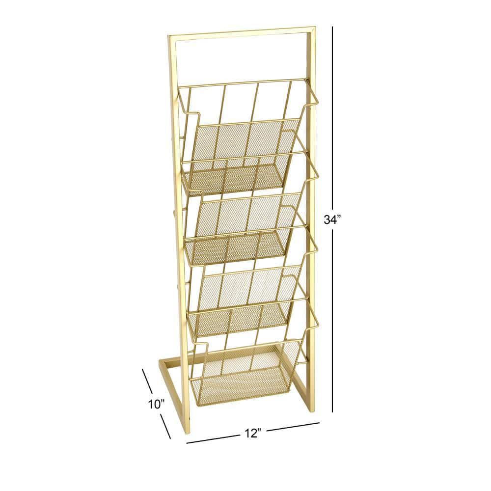 Gold Standing Magazine Holder with Tall Stand