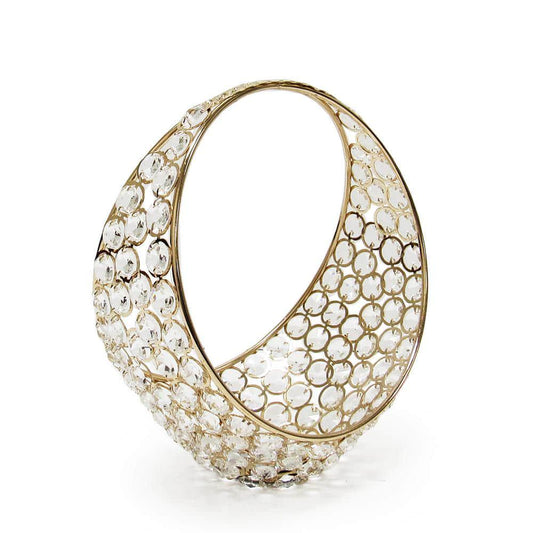 Gold Table Decor Decorative Basket Crystal Accent Piece 9.5 in.