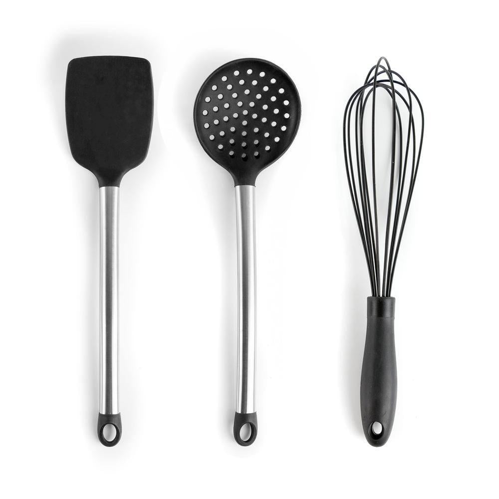 Gray Silicone and Stainless Steel Cooking Utensils (Set of 14)