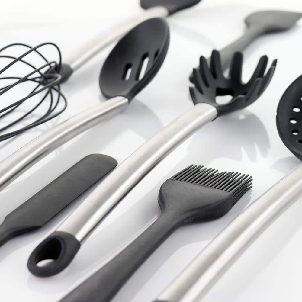 Gray Silicone and Stainless Steel Cooking Utensils (Set of 14)