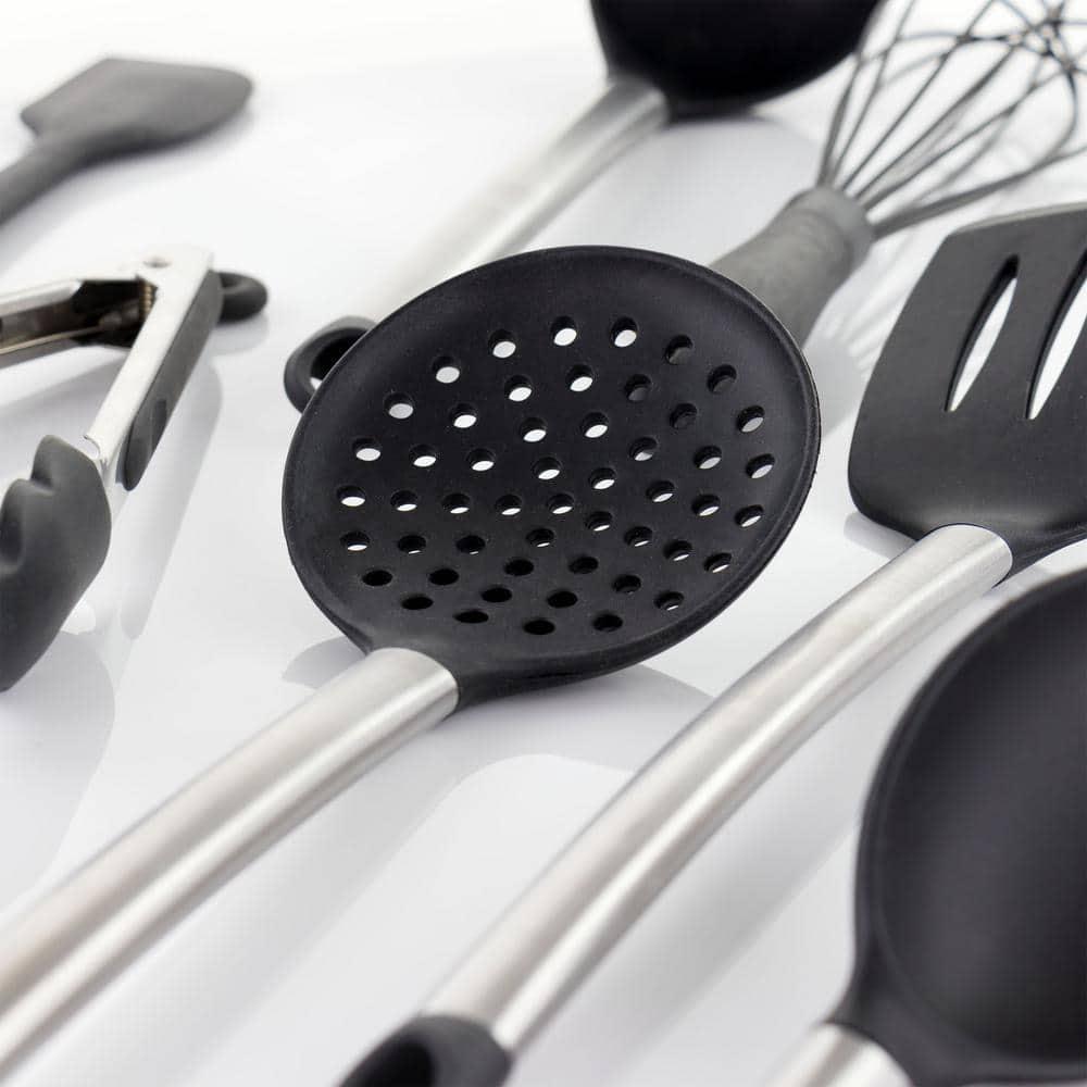 Gray Silicone and Stainless Steel Cooking Utensils (Set of 14)