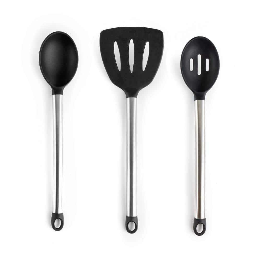 Gray Silicone and Stainless Steel Cooking Utensils (Set of 14)