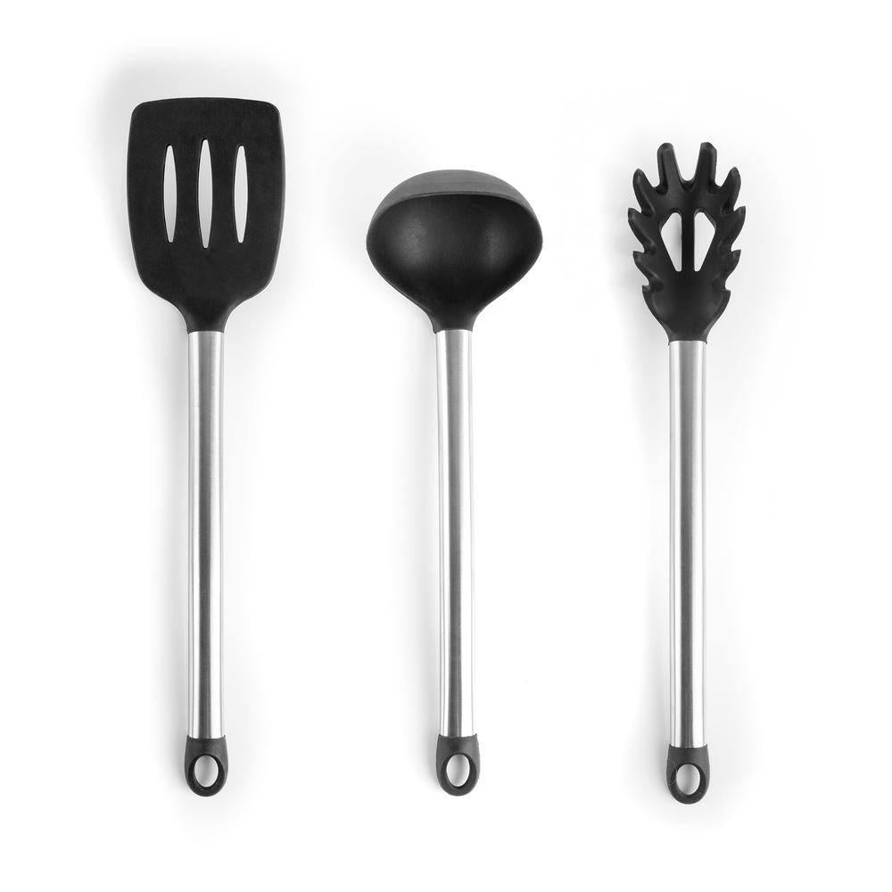 Gray Silicone and Stainless Steel Cooking Utensils (Set of 14)