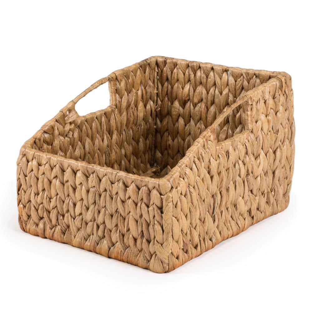 Havanah Southwestern Hand-Woven Hyacinth Slanted Nesting Baskets with Handles, Natural (Set of 2)