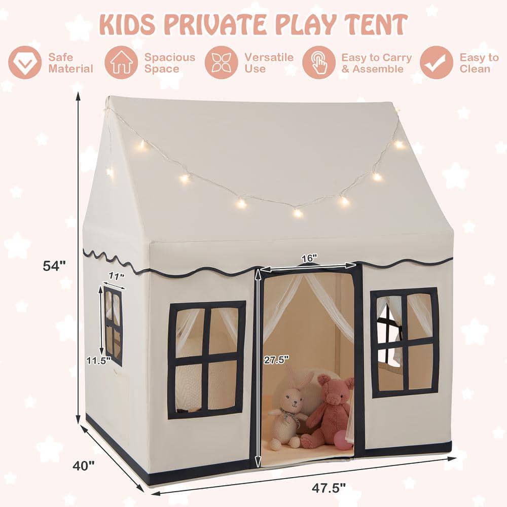 Kids Play Castle Tent Large Playhouse Toys Gifts with Star Lights Washable Mat