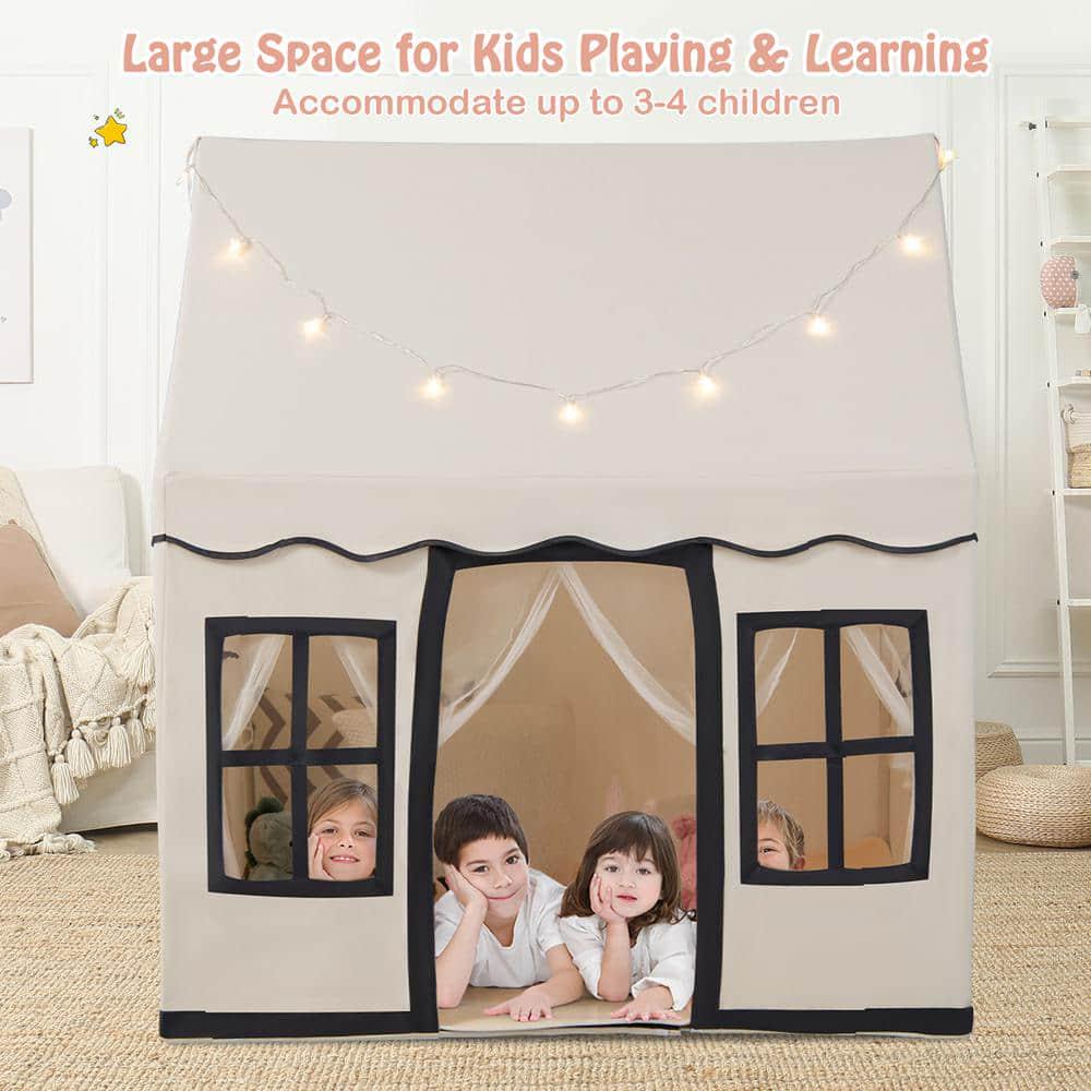 Kids Play Castle Tent Large Playhouse Toys Gifts with Star Lights Washable Mat