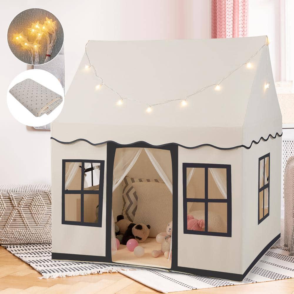 Kids Play Castle Tent Large Playhouse Toys Gifts with Star Lights Washable Mat