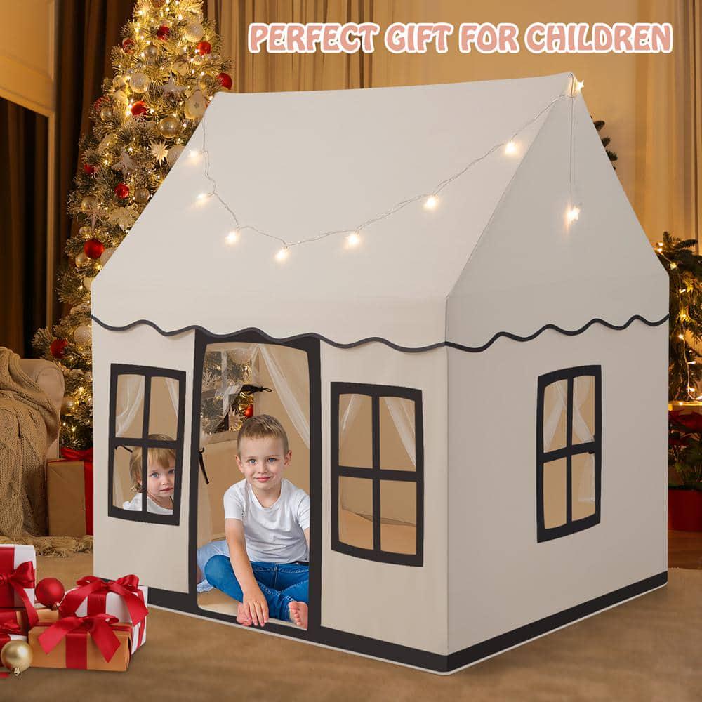 Kids Play Castle Tent Large Playhouse Toys Gifts with Star Lights Washable Mat