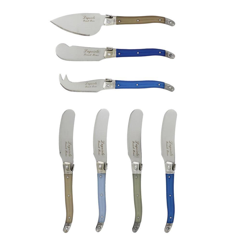 Cream and Blue Cheese Knife and Spreader Set Laguiole 7-Piece