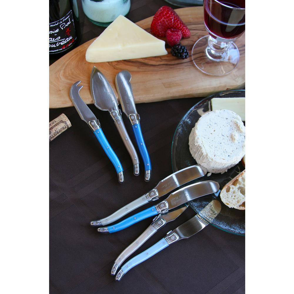 Cream and Blue Cheese Knife and Spreader Set Laguiole 7-Piece