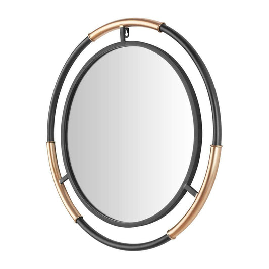 Medium Round Black and Gold Modern Accent Mirror