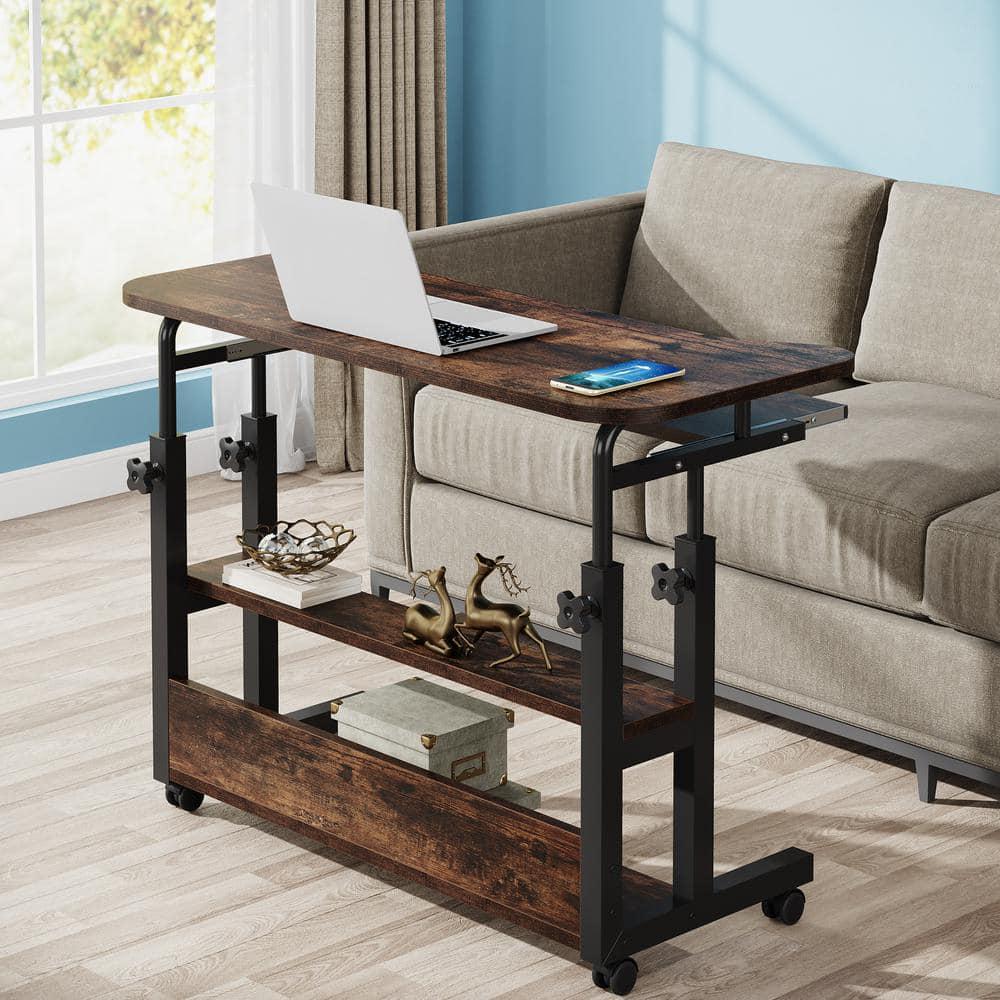 Moronia Gray Portable Desk with Wireless Charging Station, Height Adjustable Laptop Table with USB Ports