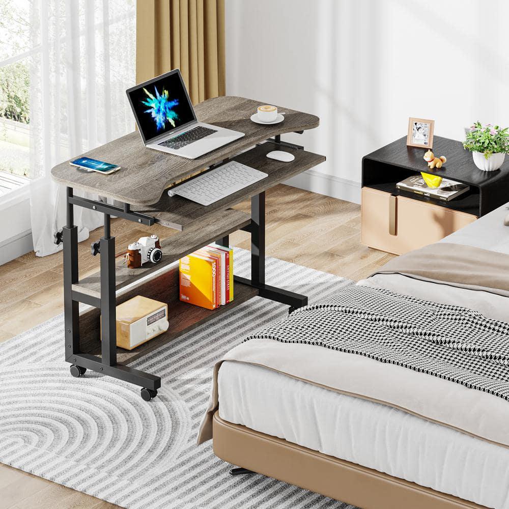 Moronia Gray Portable Desk with Wireless Charging Station, Height Adjustable Laptop Table with USB Ports