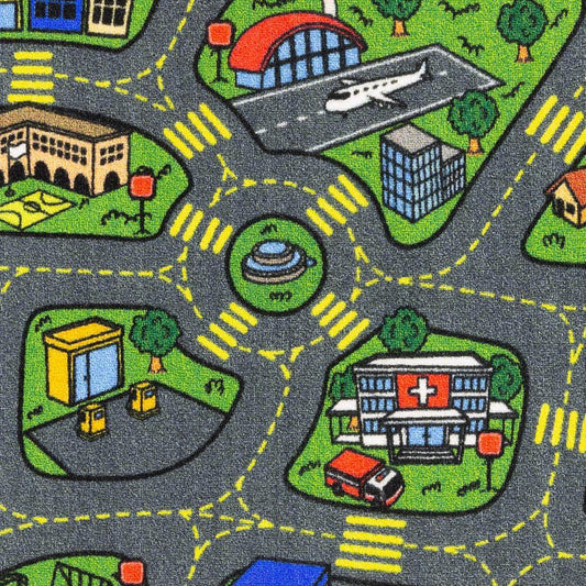 Multi-Color Kids and Children Bedroom and Playroom Retro City Traffic Car Road Educational and Game 2 ft.x5 ft. Area Rug