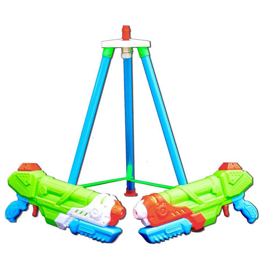 Multi-Colored Water Gun System with Automatic Fill Station and 2 Reverse Colored Water Guns