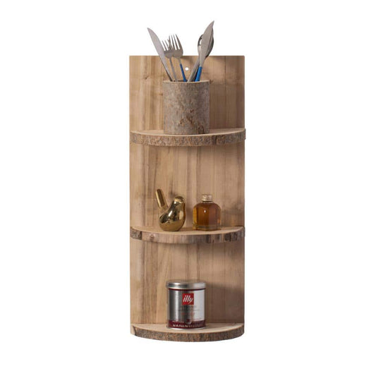 Natural Wooden Three Sliced Log Wood Shelf Display for Entryway, Kitchen, and Outdoor