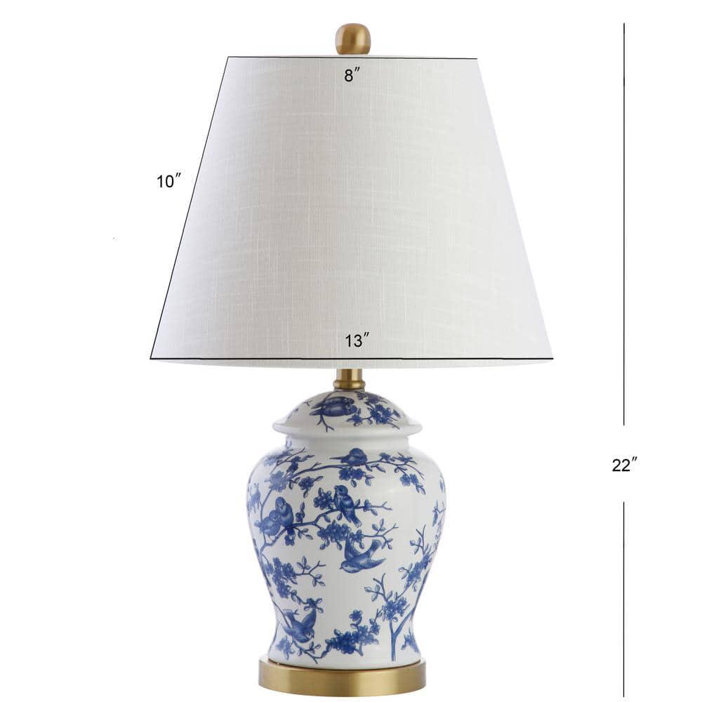 Gray/White Chinoiserie Classic LED Table Lamp Penelope 22 in.