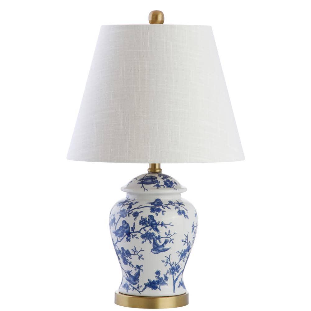 Gray/White Chinoiserie Classic LED Table Lamp Penelope 22 in.