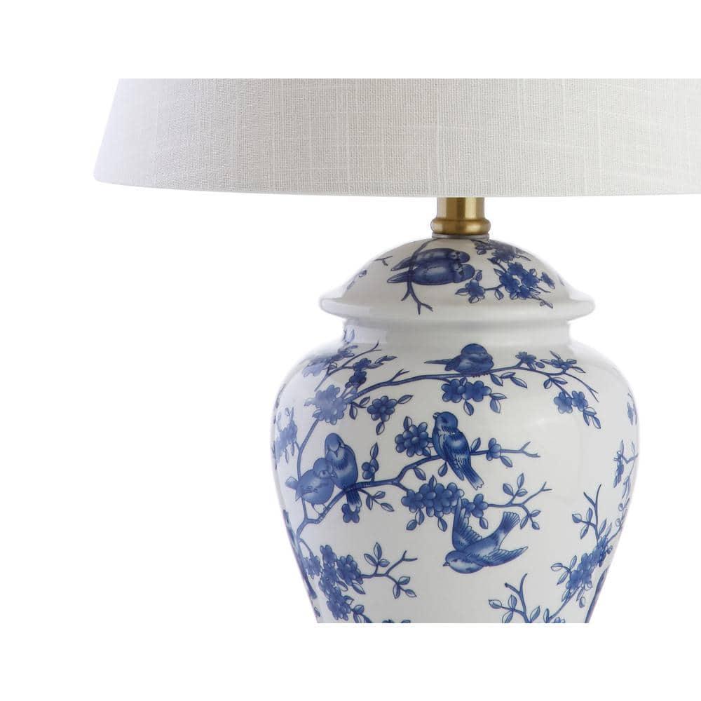 Gray/White Chinoiserie Classic LED Table Lamp Penelope 22 in.