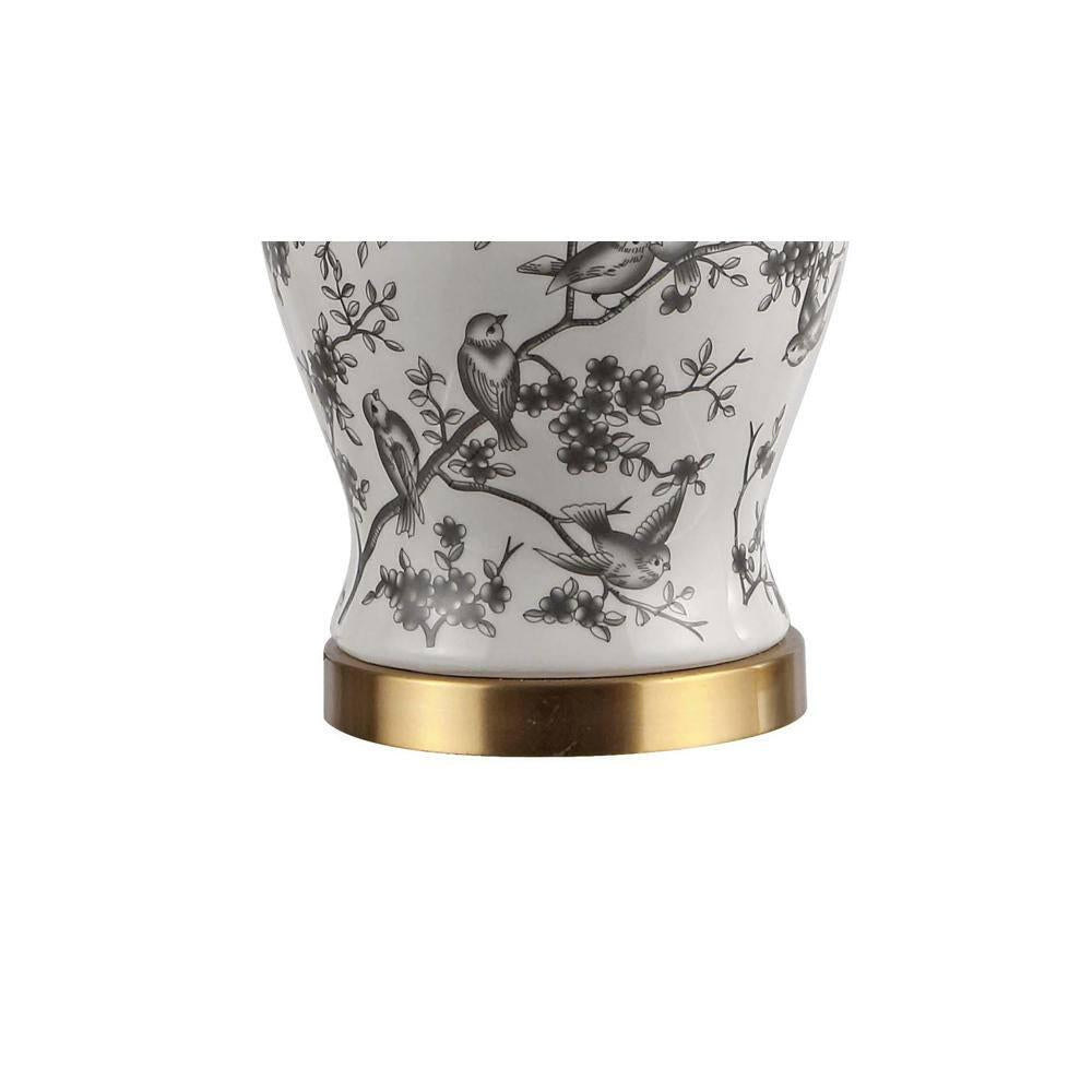 Gray/White Chinoiserie Classic LED Table Lamp Penelope 22 in.