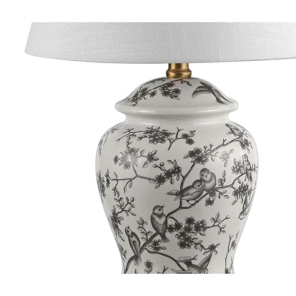 Gray/White Chinoiserie Classic LED Table Lamp Penelope 22 in.