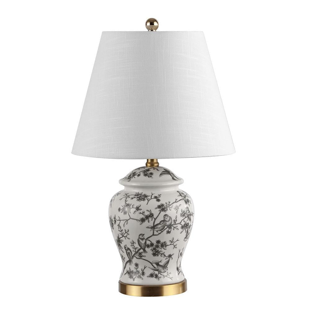 Gray/White Chinoiserie Classic LED Table Lamp Penelope 22 in.