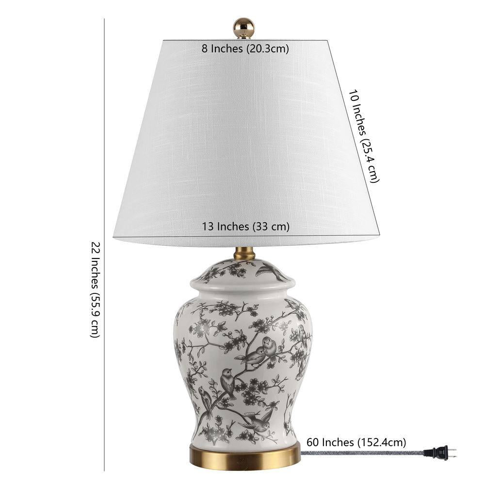 Gray/White Chinoiserie Classic LED Table Lamp Penelope 22 in.