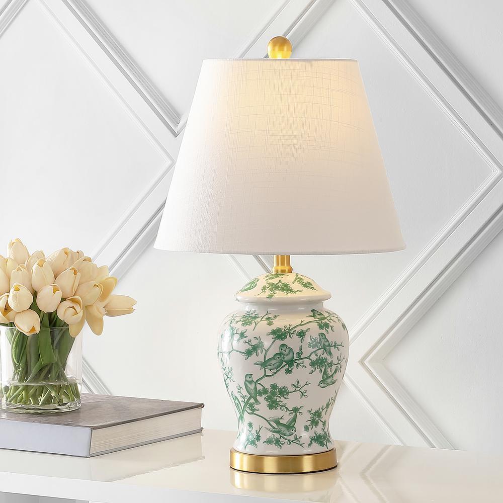 Gray/White Chinoiserie Classic LED Table Lamp Penelope 22 in.