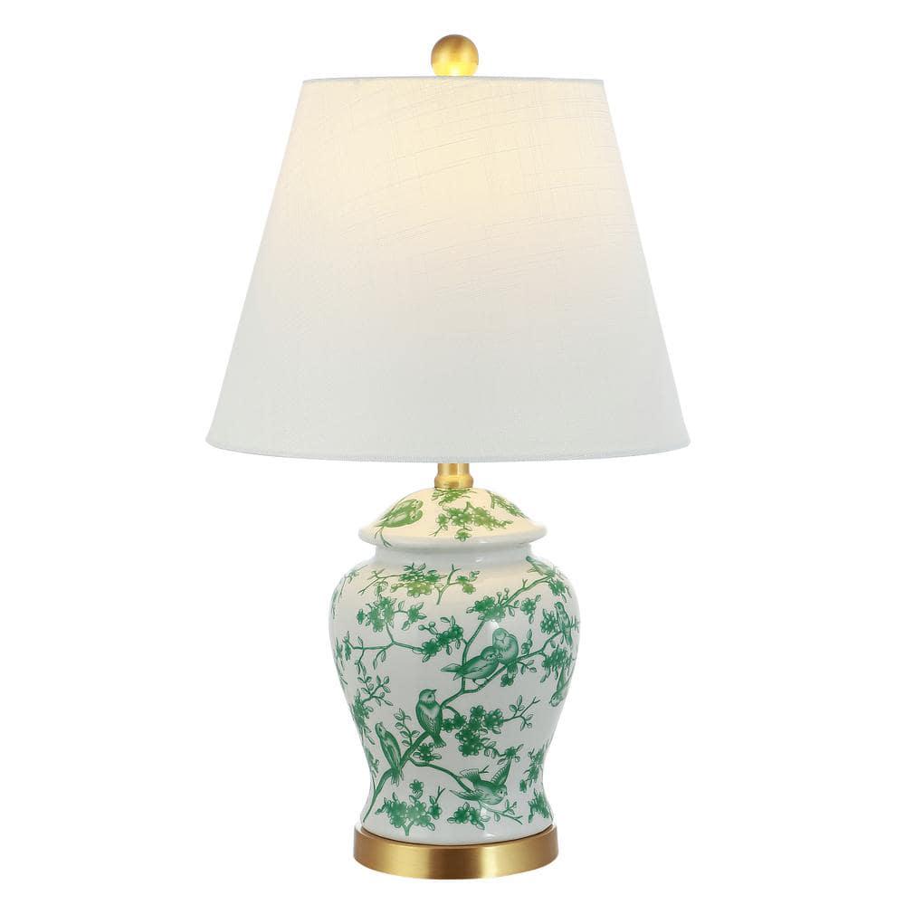 Gray/White Chinoiserie Classic LED Table Lamp Penelope 22 in.