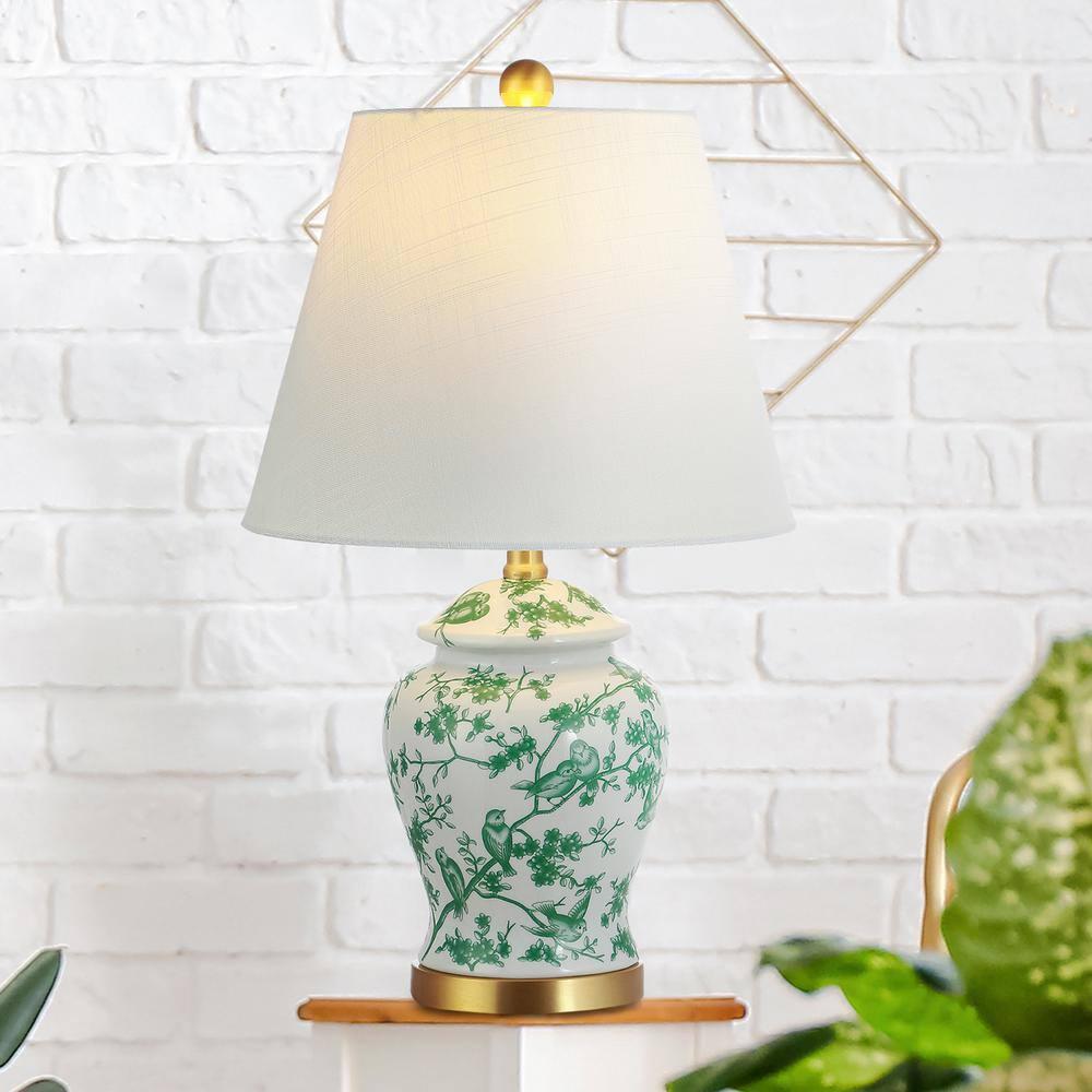 Gray/White Chinoiserie Classic LED Table Lamp Penelope 22 in.