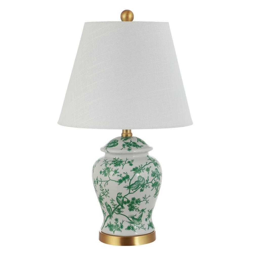 Gray/White Chinoiserie Classic LED Table Lamp Penelope 22 in.