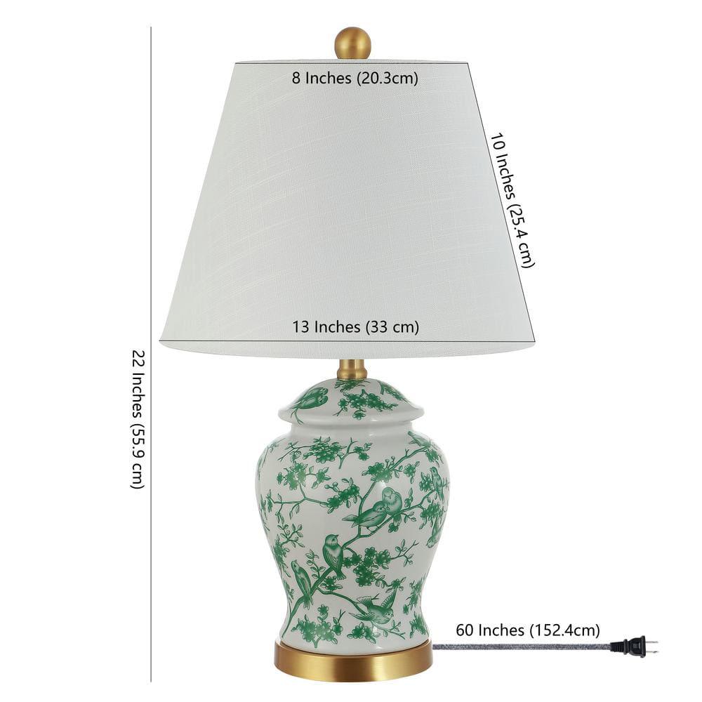 Gray/White Chinoiserie Classic LED Table Lamp Penelope 22 in.