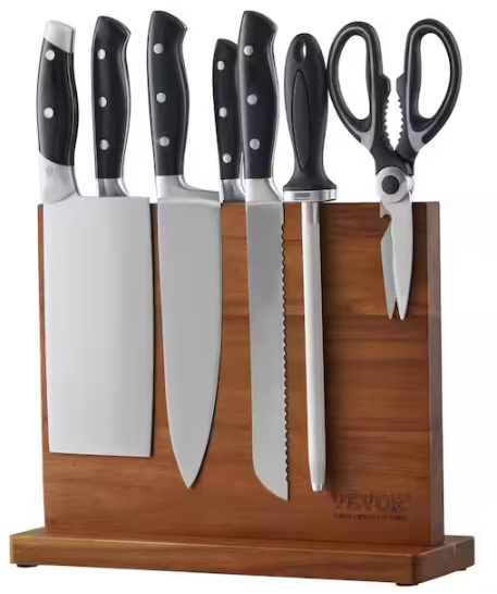 Magnetic Knife Block 12-Knife Holder Double Sided Magnetic Knife Stand Storage Acacia Wood Knives Knife Block