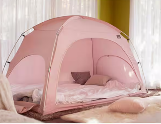 Pink Privacy Play Bed Tent for Kids Indoor Use 79 in. x 59 in. x 57 in.